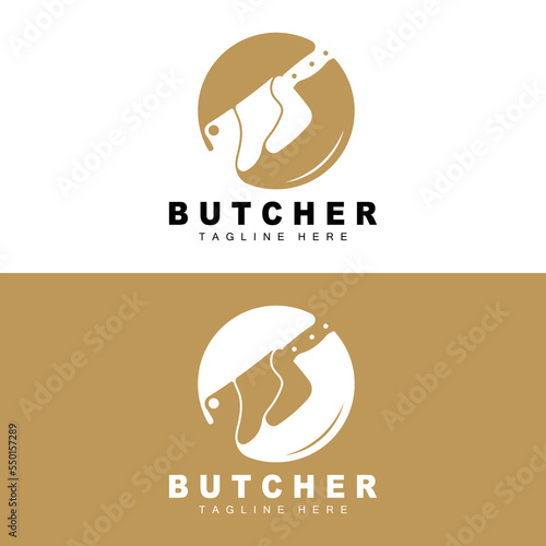 Butcher logo design, Knife Cutting Tool Vector Template, Product Brand Illustration Design For Butcher, Farm, Butcher Shop