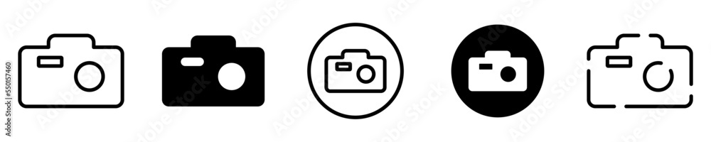 Conjunto de iconos de cámara. tecnología. Concepto de  video y fotografía. Cámara de diferentes estilos. Ilustración vectorial
