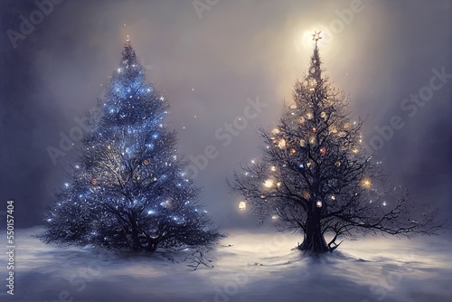 Magic christmas trees, shiny spotlights © MUNUGet Ewa
