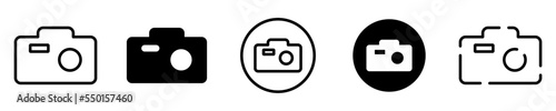 Conjunto de iconos de cámara. tecnología. Concepto de  video y fotografía. Cámara de diferentes estilos. Ilustración vectorial