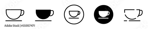 Conjunto de iconos de taza. Recipiente para bebida caliente. Te, café, chocolate, café con leche. Concepto de cafetería. Ilustración vectorial