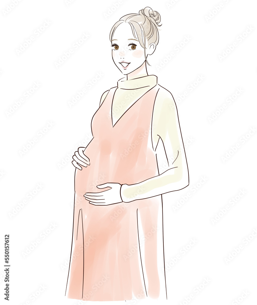 微笑む妊婦のイラスト 微笑む妊婦のイラスト