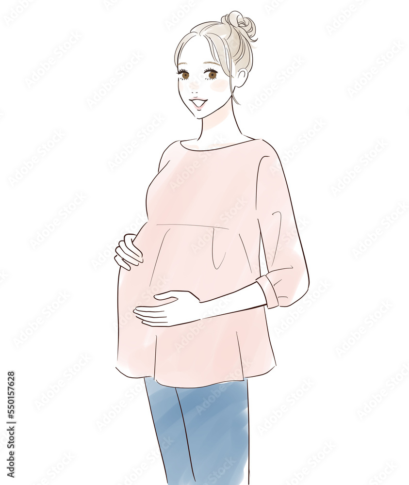 微笑む妊婦のイラスト 微笑む妊婦のイラスト