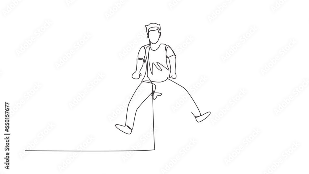 Animated self drawing of single continuous line draw happy young man in casual clothes riding bicycle. Healthy and sport lifestyle. Ecological vehicle of transportation. Full length one line animation Animated self drawing of single continuous line draw happy young man in casual clothes riding bicycle. Healthy and sport lifestyle. Ecological vehicle of transportation. Full length one line animation