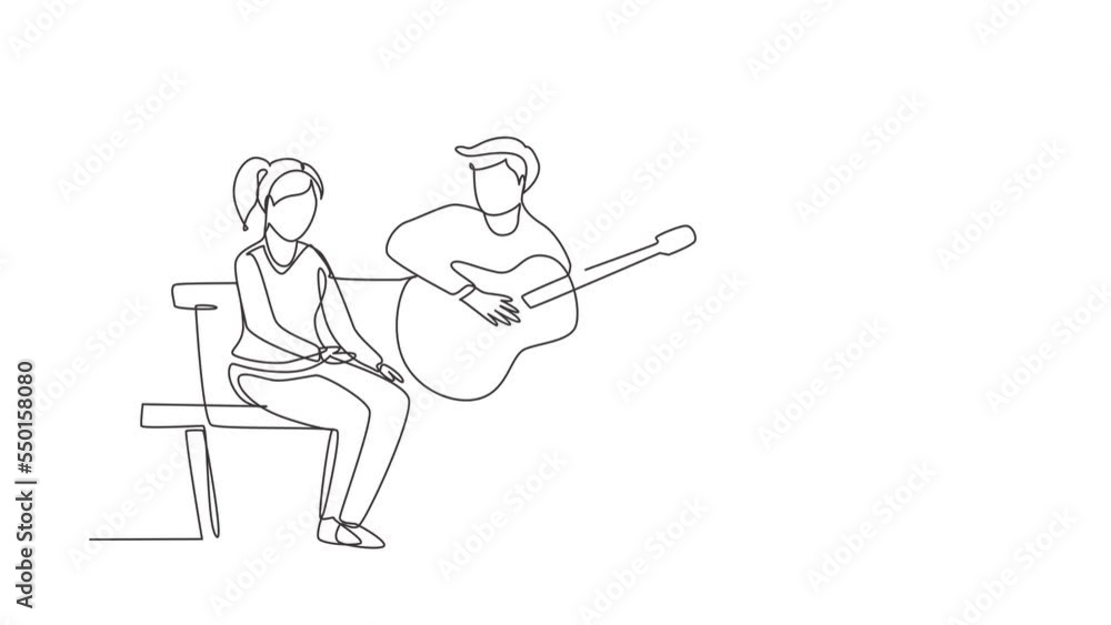 Animated self drawing of continuous line draw man makes marriage proposal woman, gives ring. Happy couple getting ready for wedding. Bride, groom celebrate engagement. Full length one line animation Animated self drawing of continuous line draw man makes marriage proposal woman, gives ring. Happy couple getting ready for wedding. Bride, groom celebrate engagement. Full length one line animation
