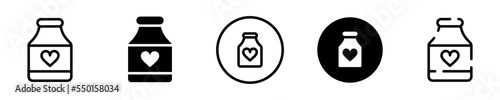 Conjunto de icono de frasco de pastillas. Medicamento. Concepto de medicina. Medicamento de diferentes estilos. Ilustración vectorial