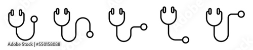 Conjunto de iconos de estetoscopio. Medicina. Ilustración vectorial