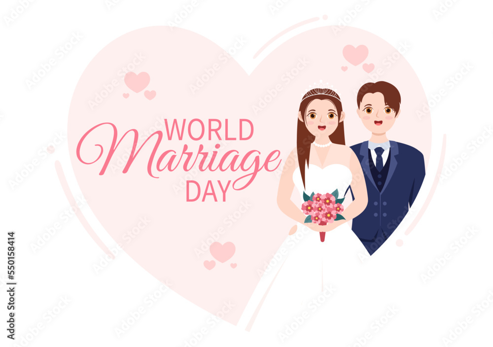 World Marriage Day on February 12 with Love Symbol to Emphasize the Beauty and Loyalty of a Partner in Flat Cartoon Hand Drawn Templates Illustration World Marriage Day on February 12 with Love Symbol to Emphasize the Beauty and Loyalty of a Partner in Flat Cartoon Hand Drawn Templates Illustration