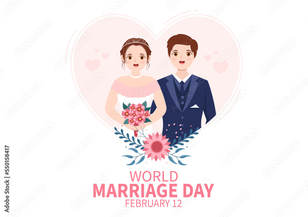 World Marriage Day on February 12 with Love Symbol to Emphasize the Beauty and Loyalty of a Partner in Flat Cartoon Hand Drawn Templates Illustration World Marriage Day on February 12 with Love Symbol to Emphasize the Beauty and Loyalty of a Partner in Flat Cartoon Hand Drawn Templates Illustration