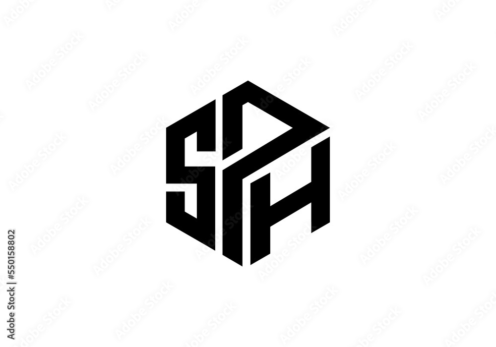SPH initial letter logo cube shape initial company icon business logo background illustration SPH initial letter logo cube shape initial company icon business logo background illustration
