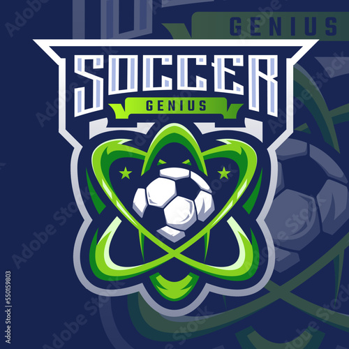 Soccer Logo, football atom logo sport for your professional team