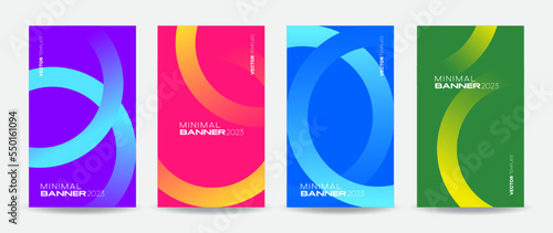 Set of colorful banners. Abstract design template with gradient color composition for business promotions, web pages, events, and social media. Vector, 2023