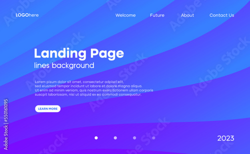 Abstract modern background with gradient lines composition. The minimal layout design template for the webpage and business presentation. Vector, 2023