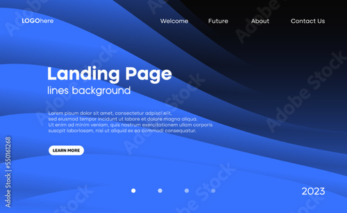 Abstract modern blue background with gradient lines composition. The minimal layout design template for the webpage and business presentation. Vector, 2023