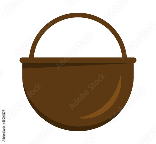 Camping flat metal camping wok campfire flat. Cooking food open fire nature travel camping military hunting cast iron cookware active recreation woods picnic icon cookware boiling soup isolated