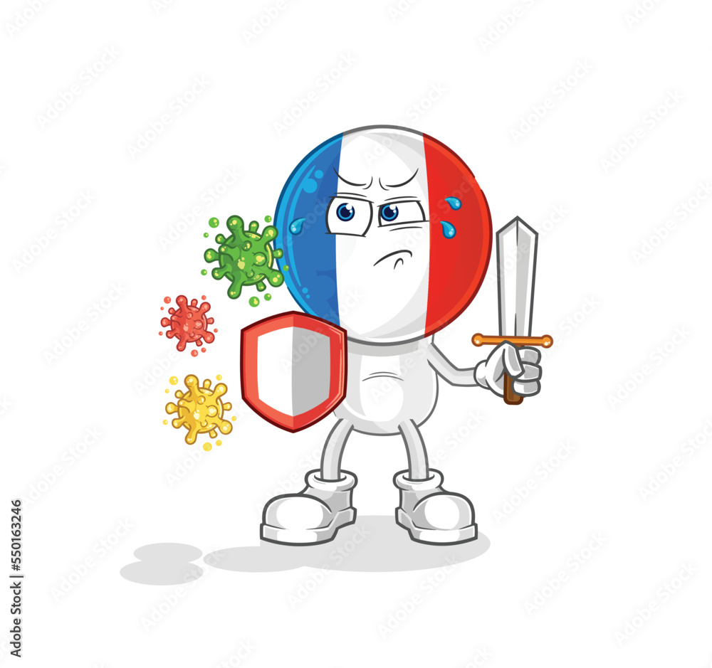 france against viruses cartoon. cartoon mascot vector france against viruses cartoon. cartoon mascot vector