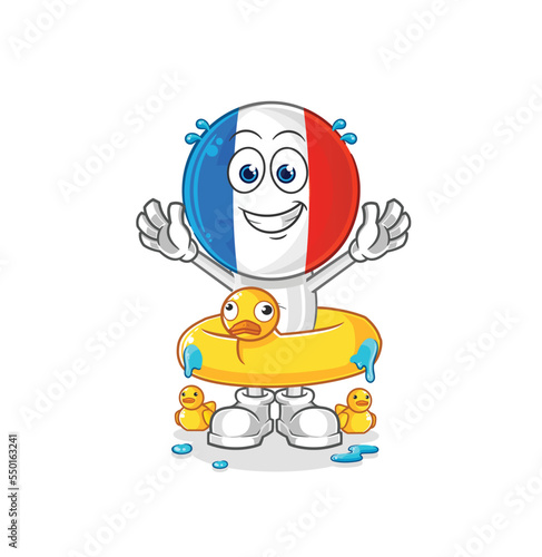 france with duck buoy cartoon. cartoon mascot vector photo