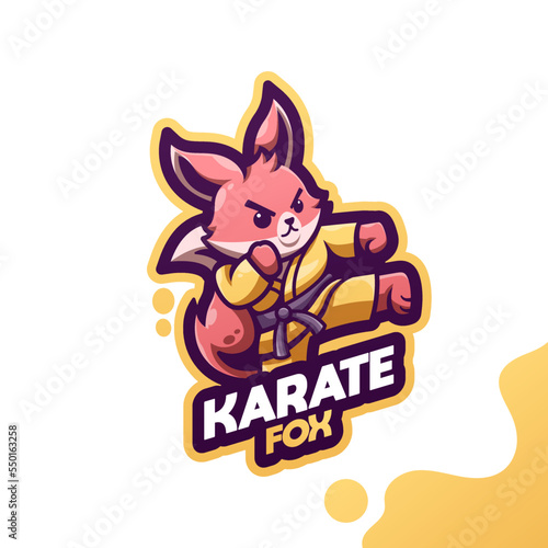 Cute logo mascot karate fox for your brand's logo