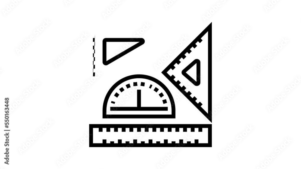 ruler stationery tool line icon animation ruler stationery tool line icon animation