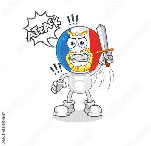 france knights attack with sword. cartoon mascot vector
