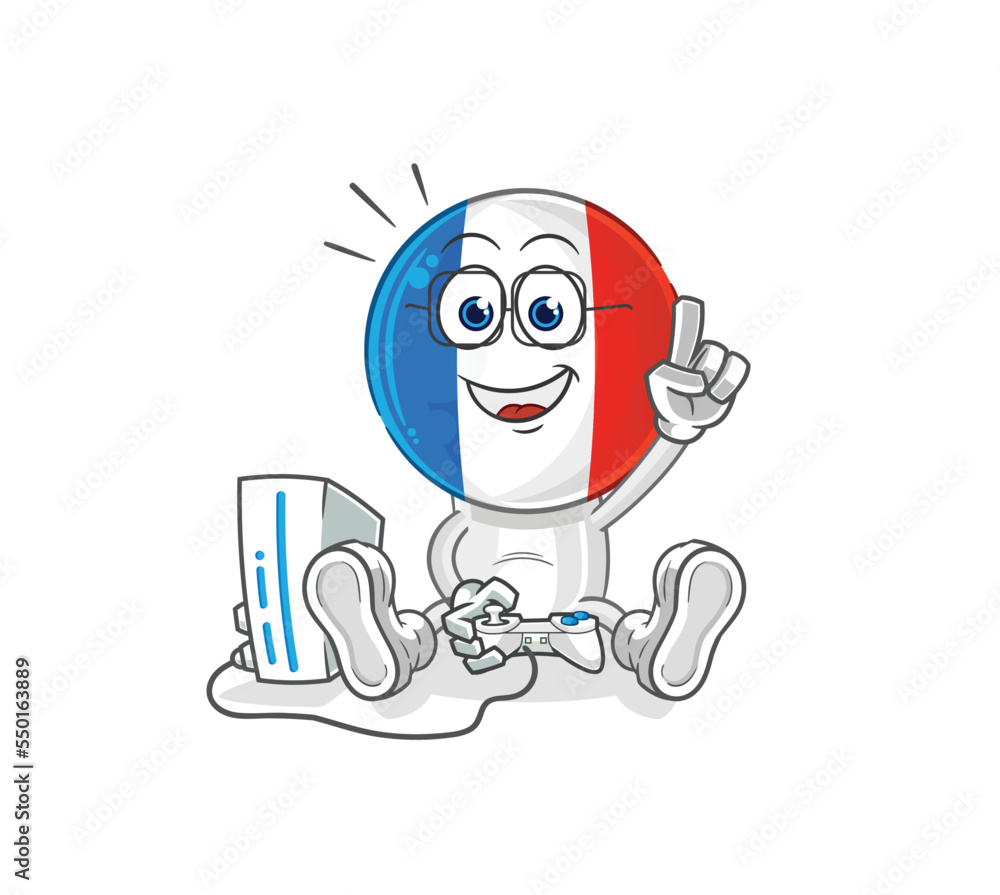 france playing video games. cartoon character