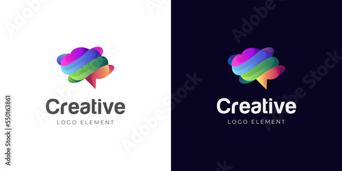 creative brain color logo. genius smart symbol design. abstract brain logo elements