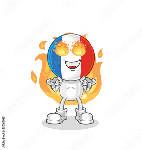 france on fire mascot. cartoon vector