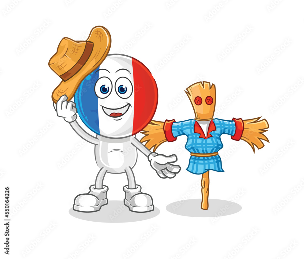 france with scarecrows cartoon character vector france with scarecrows cartoon character vector