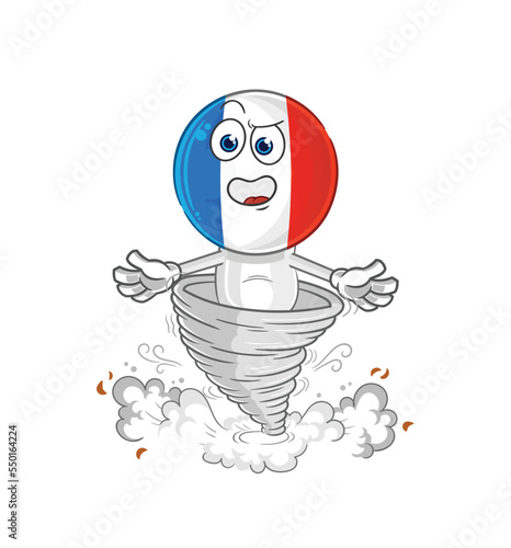 france in the tornado cartoon character vector