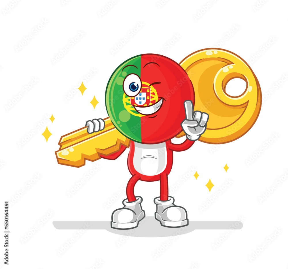 portugal carry the key mascot. cartoon vector portugal carry the key mascot. cartoon vector