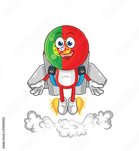 portugal with jetpack mascot. cartoon vector