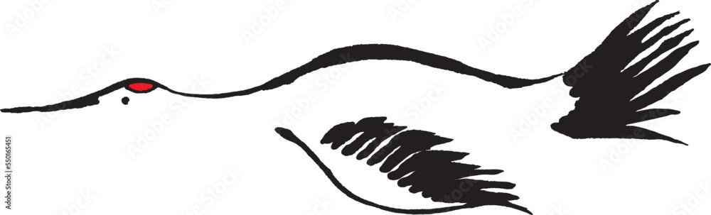 鶴 墨絵の年賀状素材 vector de Stock | Adobe Stock