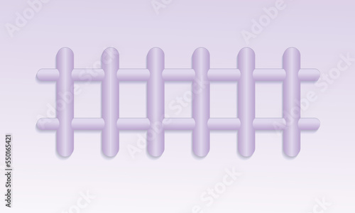 3d purple fence on white background  cartoon  element   vector illustration