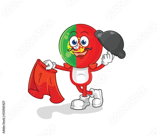 portugal matador with red cloth illustration. character vector
