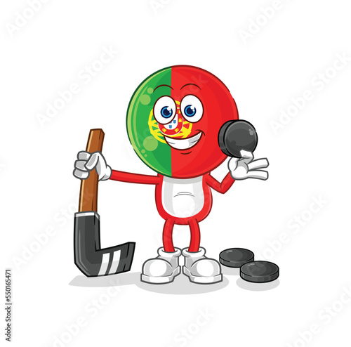 portugal playing hockey vector. cartoon character