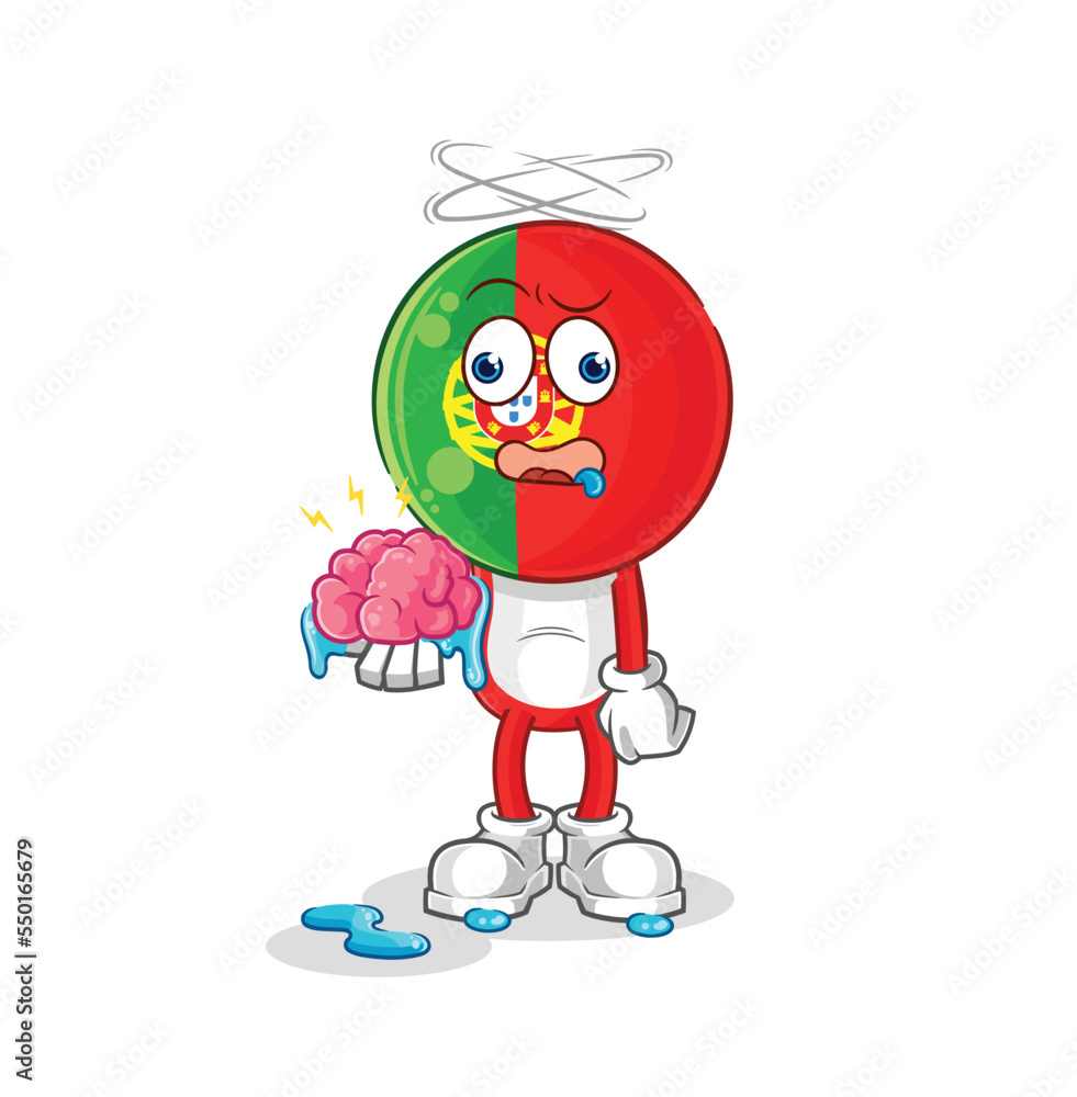 portugal no brain vector. cartoon character