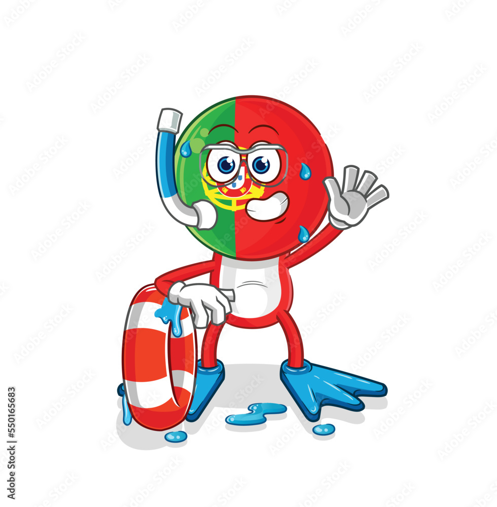 portugal swimmer with buoy mascot. cartoon vector portugal swimmer with buoy mascot. cartoon vector