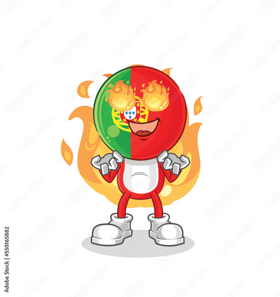 portugal on fire mascot. cartoon vector portugal on fire mascot. cartoon vector