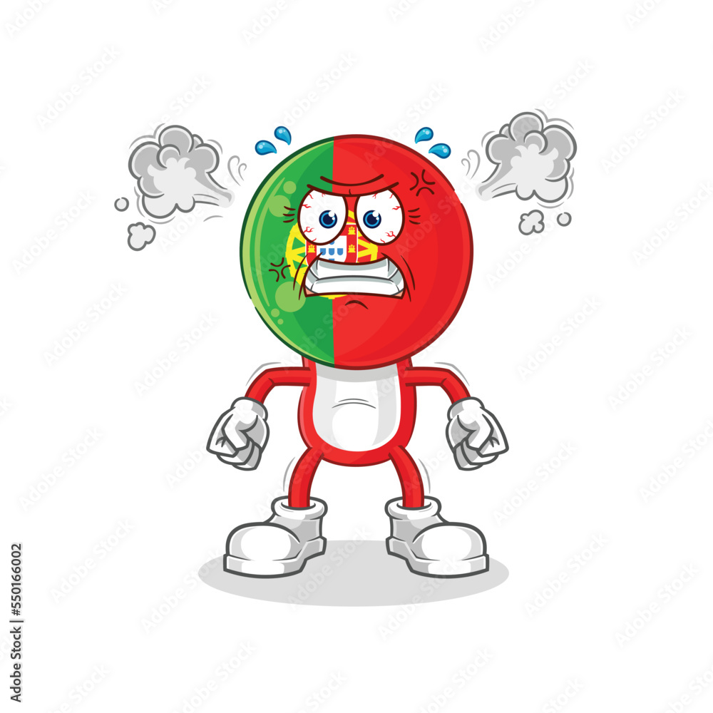 portugal very angry mascot. cartoon vector
