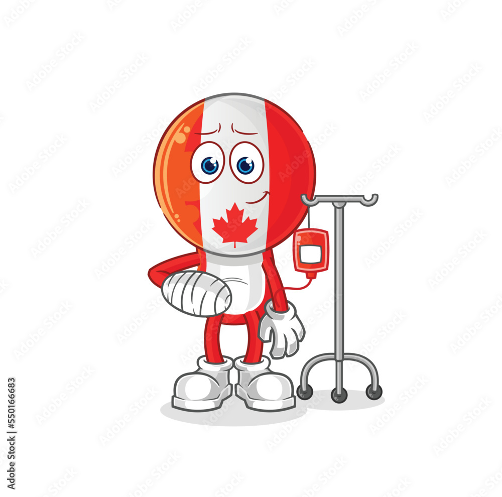 canada sick in IV illustration. character vector