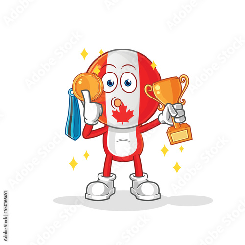 canada winner with trophie. cartoon character