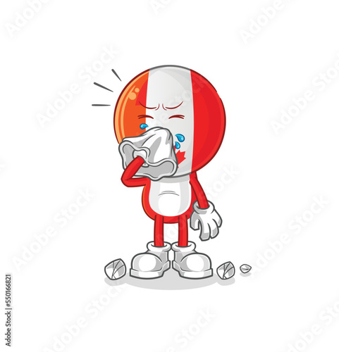 canada blowing nose character. cartoon mascot vector