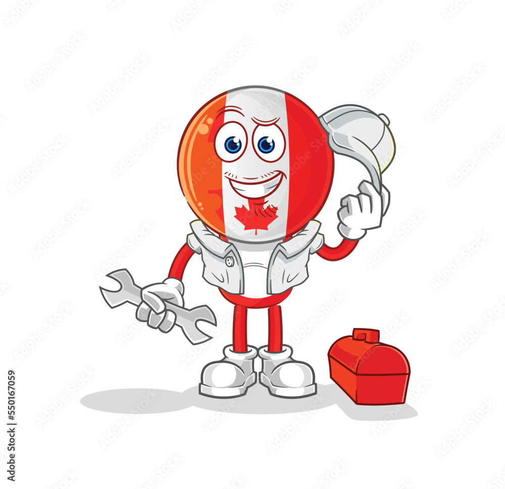 canada mechanic cartoon. cartoon mascot vector canada mechanic cartoon. cartoon mascot vector