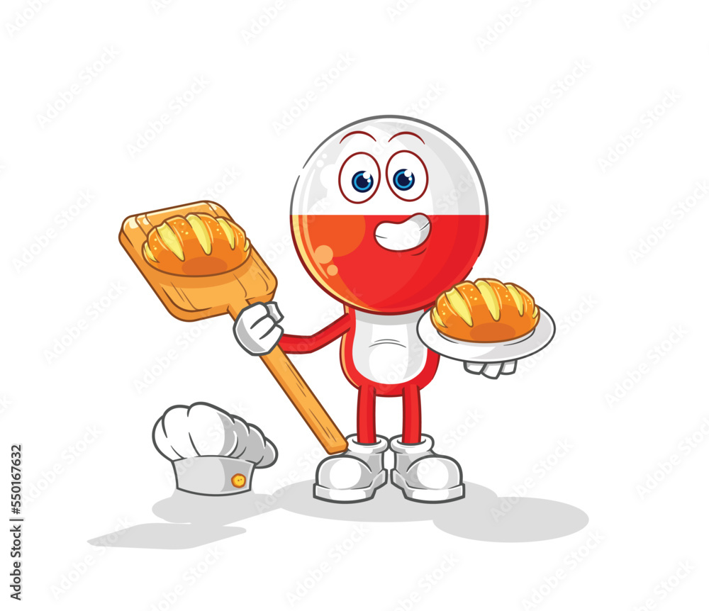 Obraz premium poland baker with bread. cartoon mascot vector