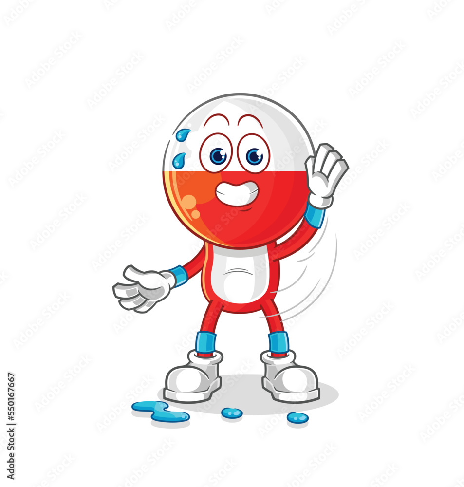 poland stretching character. cartoon mascot vector
