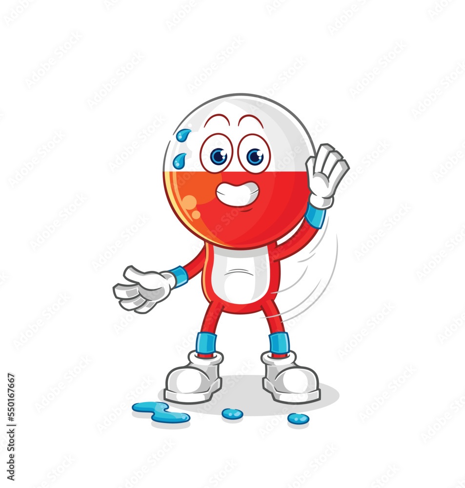 poland stretching character. cartoon mascot vector poland stretching character. cartoon mascot vector