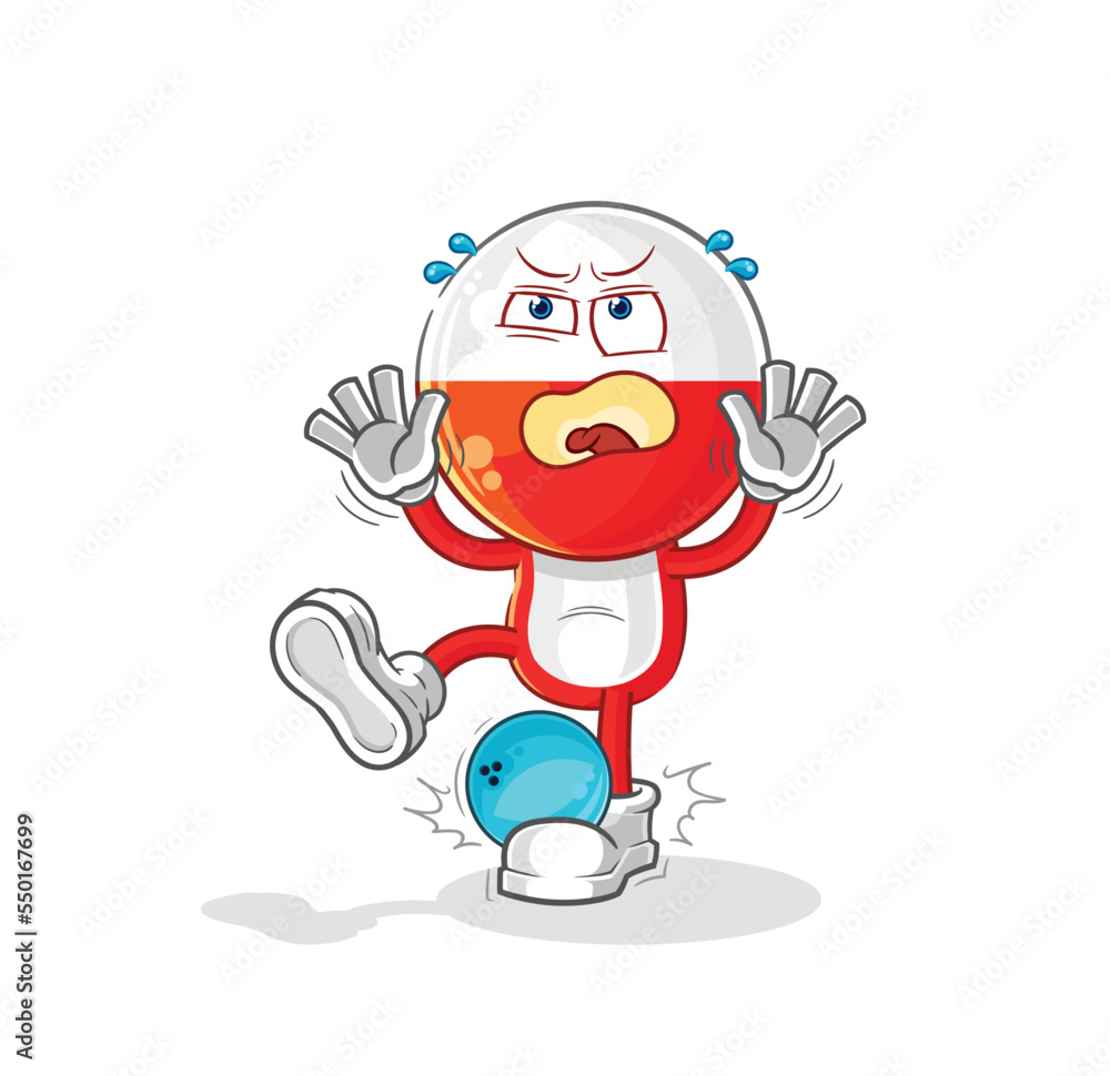 poland hiten by bowling cartoon. cartoon mascot vector