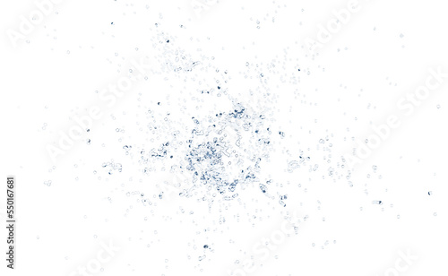 3d water splash transparent, clear blue water scattered around isolated. 3d render