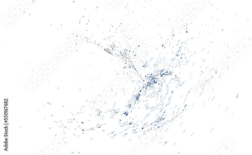Fotografie 3d water splash transparent, clear blue water scattered around isolated