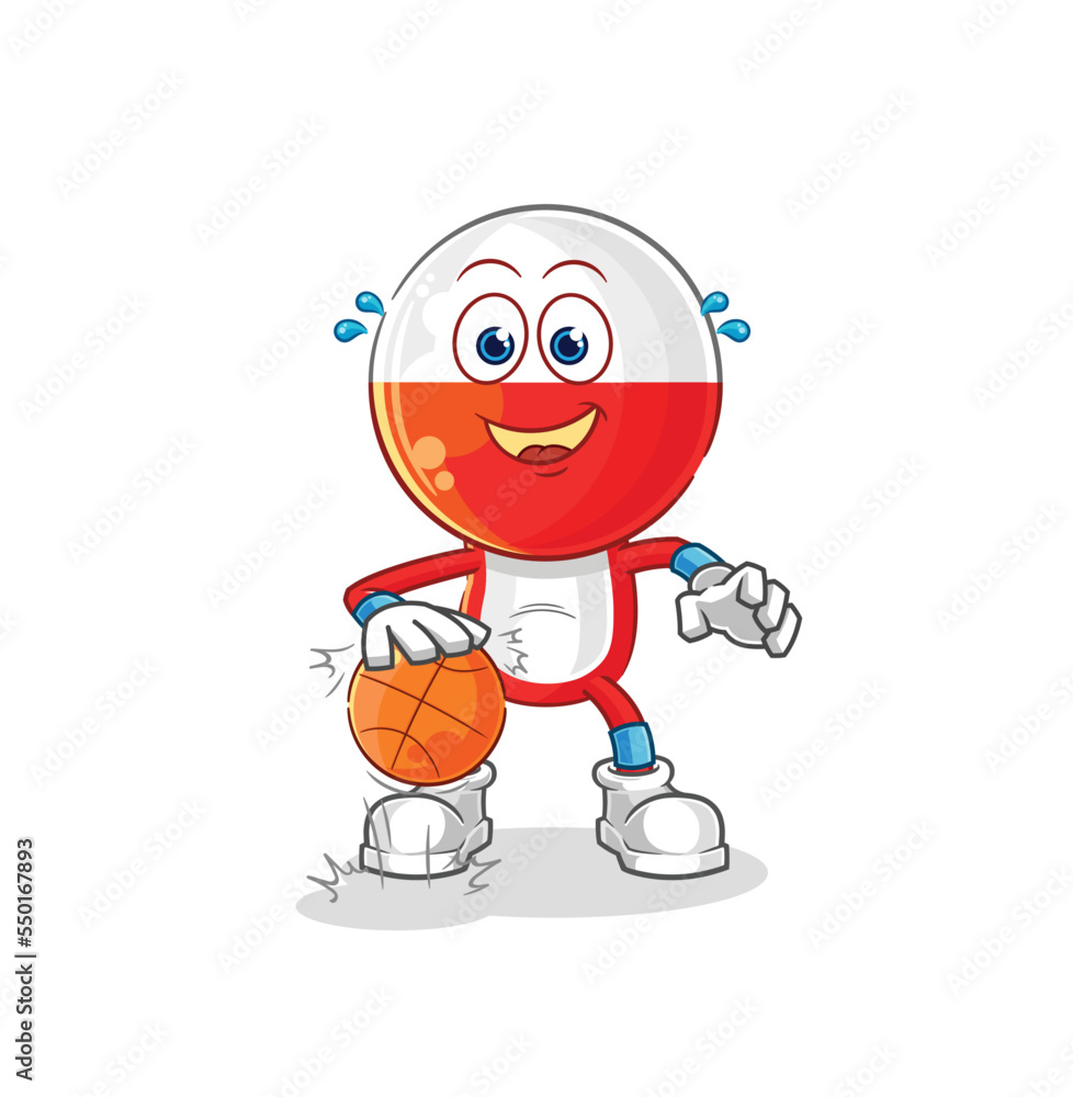 poland dribble basketball character. cartoon mascot vector